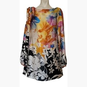 New Cache Floral day/work/party tunic 100% silk Size S